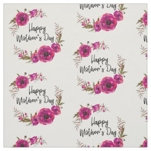 Fuchsia Poppies Blumenreath Happy Mother Day Stoff