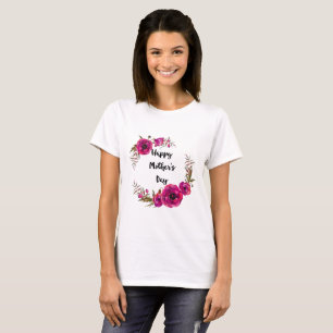 Fuchsia Poppies Blumenreath Happy Mother Day T-Shirt