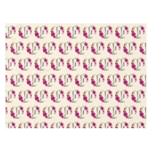 Fuchsia Poppies Blumenreath Happy Mother Day Tischdecke (Vorderseite (Horizontal))