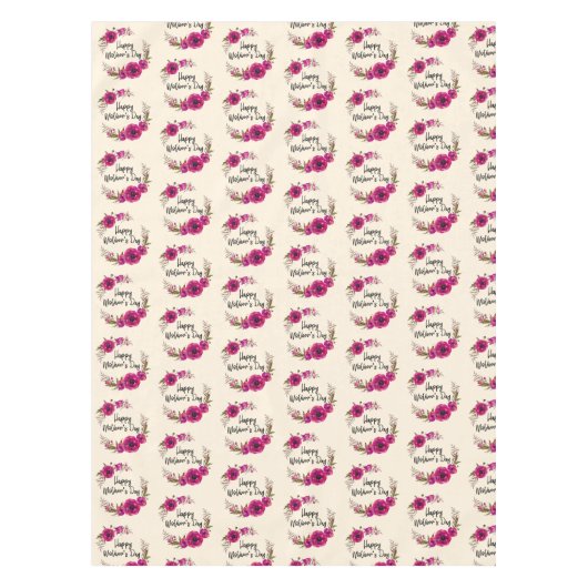 Fuchsia Poppies Blumenreath Happy Mother Day Tischdecke (Vorderseite)