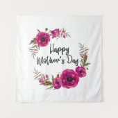 Fuchsia Poppies Blumenreath Happy Mother Day Wandteppich (Vorderseite)