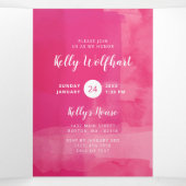 Fuchsia Potluck Brautparty mit Rezept Card Dreifach Gefaltete Einladung (Innenseite Mitte)