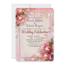 Fuchsia Protea mit Blush & Gold Ribbon