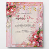 Fuchsia Protea mit Blush & Gold Ribbons Fotoplatte (Vorderseite)