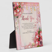 Fuchsia Protea mit Blush & Gold Ribbons Fotoplatte (Seite)