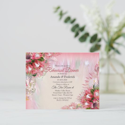 Fuchsia Protea - Probe-Dinner Einladung (Stehend Vorderseite)