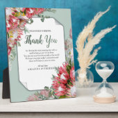 Fuchsia Protea's mit Grüntönen & Gold Ribbons Fotoplatte (Seite)