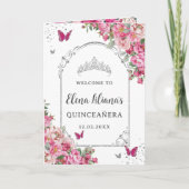 Fuchsia Quinceanera Padrinos Kirchenveranstaltunge Programm (Vorderseite)