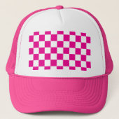 Fuchsia Racing Checkered Flag Display benutzerdefi Truckerkappe (Vorderseite)