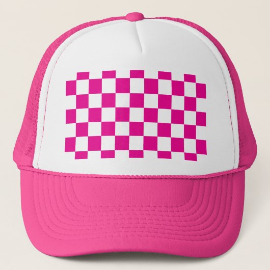 Fuchsia Racing Checkered Flag Display benutzerdefi Truckerkappe (Vorderseite)