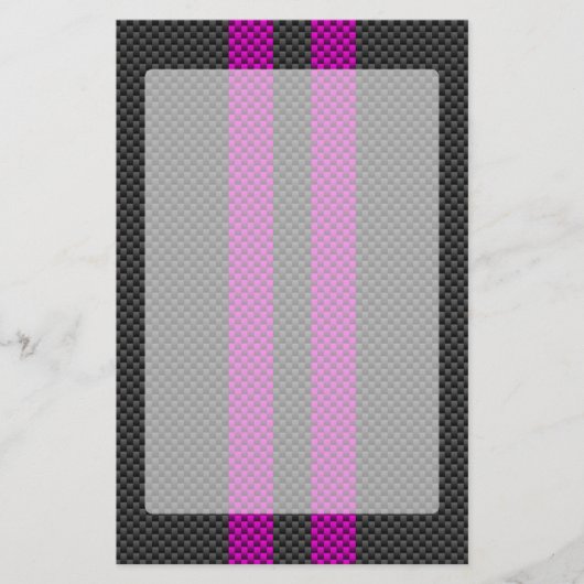 Fuchsia Racing Stripes im Carbon Fibre Style Briefpapier (Vorderseite)