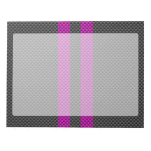 Fuchsia Racing Stripes im Carbon Fibre Style Notizblock
