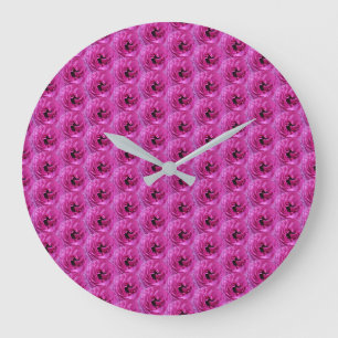 Fuchsia Ranunculus - Modernes Blumendesign Große Wanduhr