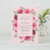 Fuchsia Ranunculus Soft Eukalyptus Hochzeit Einladung (Stehend Vorderseite)