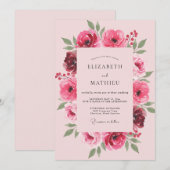 Fuchsia Ranunculus Soft Eukalyptus Hochzeit Einladung (Vorne/Hinten)