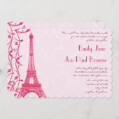 Fuchsia Raspberry Eiffel Tower Einladung zur Hochz (Vorne/Hinten)