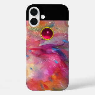 FUCHSIA RED BLUE ABSTRAKT 3D PINK RUBY GEMSTONE iPhone 16 PLUS HÜLLE