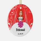 Fuchsia Red Head Wedding Gown Bridesmaid Ornament (Rechts)