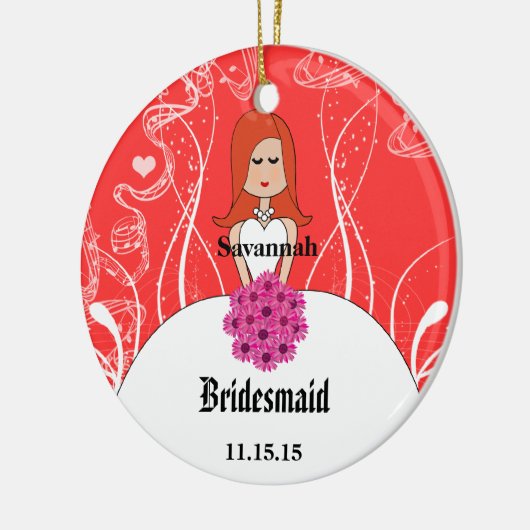 Fuchsia Red Head Wedding Gown Bridesmaid Ornament (Links)