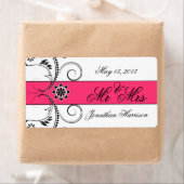 Fuchsia Ribbon Wedding Mr. Water Bottle Labels (Insitu)