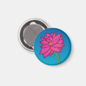 Fuchsia-rosa Blume mit blauem Hintergrund Magnet (Vorderseite/Rückseite)