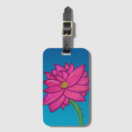 Fuchsia Rosa Blume mit blauem Hintergrund Tote Gepäckanhänger