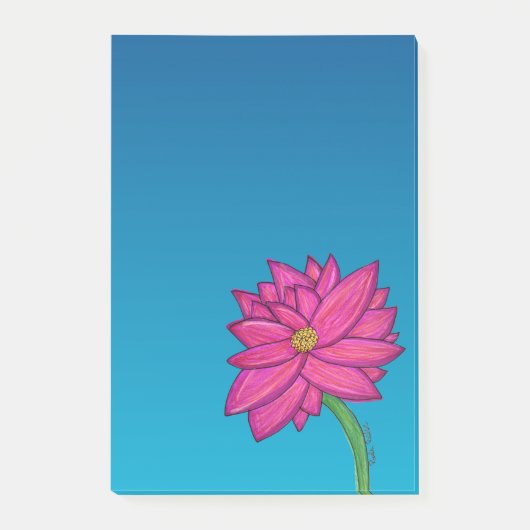 Fuchsia Rosa Blumen Vertikale Noten Post-it Klebezettel (Vorderseite)