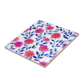 Fuchsia Rosa Chic Frühlingsblumen Aquarell Floral Fliese (Seite)