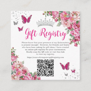 Fuchsia Rosa Florale Schmetterling Quinceanera QR  Begleitkarte