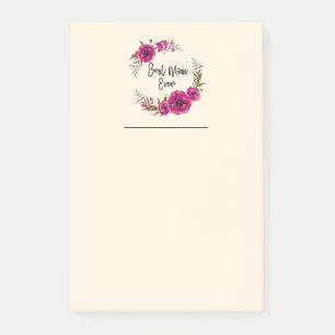 Fuchsia-Rosa Floraler Mohnkranz Beste Mutter Aller Post-it Klebezettel