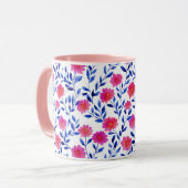 Fuchsia Rosa Frühlingsblumen Wasserfarben Botanisc Tasse (Vorderseite Links)