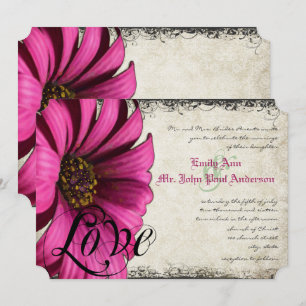 Fuchsia Rosa Gerbera-Werbung Hochzeit Einladung