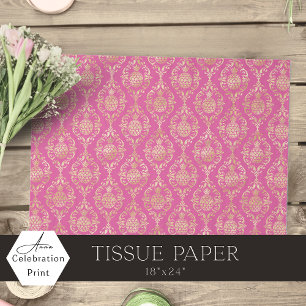 Fuchsia Rosa Gold Ananas Damast Seidenpapier