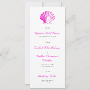 Fuchsia Rosa Muschel-Hochzeitsempfangs-Abendmenü Einladung