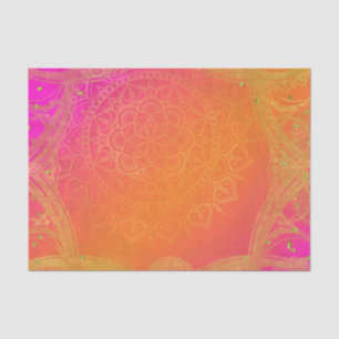 Fuchsia Rosa Orange und Gold Indischer Mandala Gla Seidenpapier