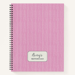 Fuchsia Rosa Streifenmuster Personalisiert Notizblock