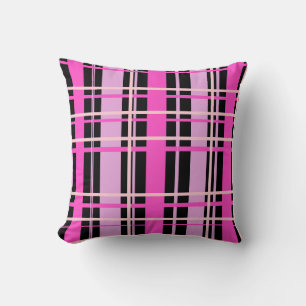 Fuchsia Rosa und Schwarz Karo-Zierkissen Kissen
