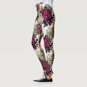 Fuchsia Rose Floral Women's Leggings (Links)