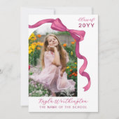 Fuchsia Rose Pink Bow Arch Foto Abschluss Ankündigung (Vorderseite)