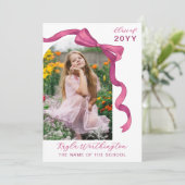 Fuchsia Rose Pink Bow Arch Foto Abschluss Ankündigung (Stehend Vorderseite)