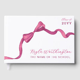 Fuchsia Rose Pink Bow Kein Foto Abschluss Gästebuch