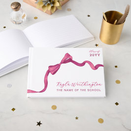 Fuchsia Rose Pink Bow Kein Foto Abschluss Gästebuch