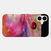 FUCHSIA ROT BLAU ABSTRAKT 3D ROSA RUBIN EDELSTEIN iPhone HÜLLE (Rückseite (Horizontal))