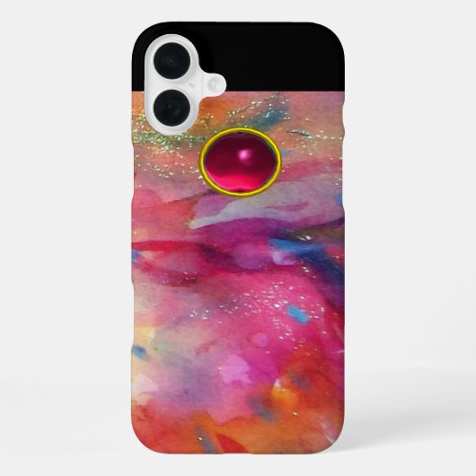FUCHSIA ROT BLAU ABSTRAKT 3D ROSA RUBIN EDELSTEIN iPhone HÜLLE (Rückseite)