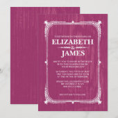 Fuchsia Rustic Barn Wood Wedding Einladungen (Vorne/Hinten)