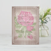 Fuchsia Rustic Floral Bridal Dusche Einladungen (Stehend Vorderseite)