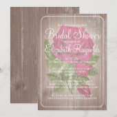 Fuchsia Rustic Floral Bridal Dusche Einladungen (Vorne/Hinten)