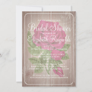 Fuchsia Rustic Floral Bridal Dusche Einladungen