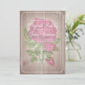 Fuchsia Rustic Floral Wedding Einladungen (Stehend Vorderseite)