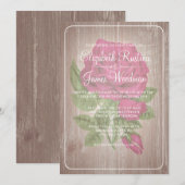 Fuchsia Rustic Floral Wedding Einladungen (Vorne/Hinten)